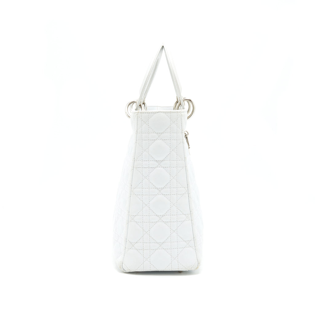 DIOR LADY DIOR BAG LARGE IN WHITE SHW
