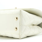 CHANEL SMALL COCO HANDLE CAVIAR WHITE LGHW (MICROCHIP)