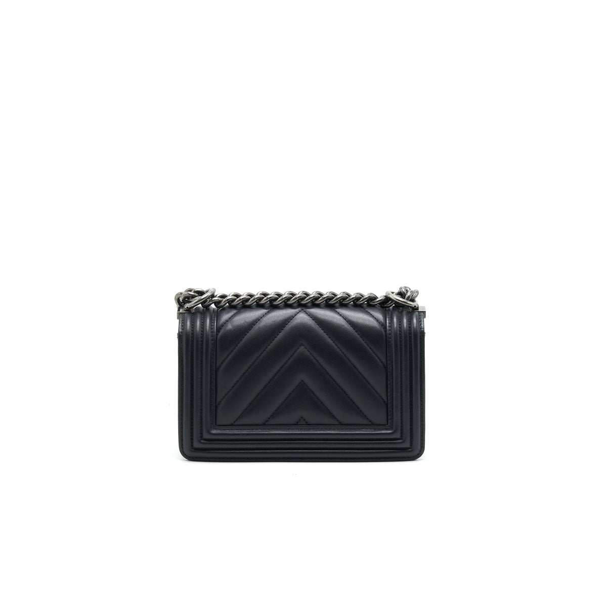 CHANEL SMALL CHEVRON LEBOY BAG CALFSKIN BLACK WITH SHW