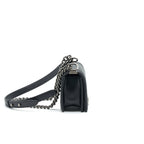 CHANEL SMALL CHEVRON LEBOY BAG CALFSKIN BLACK WITH SHW