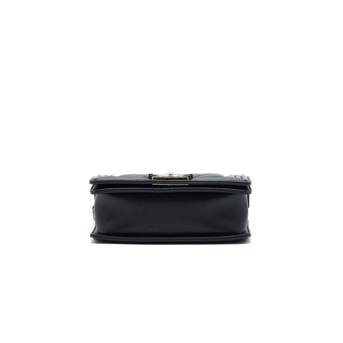CHANEL SMALL CHEVRON LEBOY BAG CALFSKIN BLACK WITH SHW