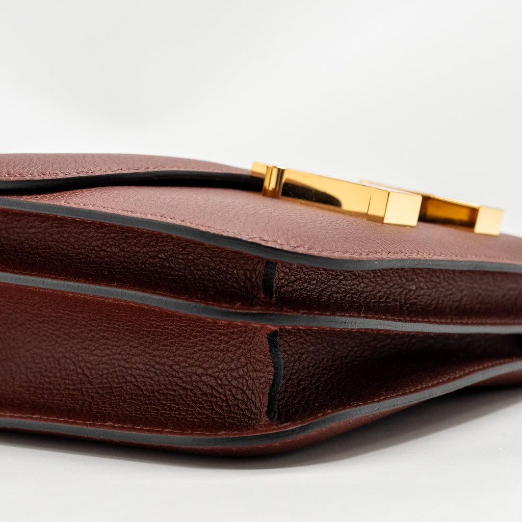 Hermes Mini Constance Evercolor Rouge H GHW