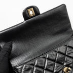 CHANEL 23A CLASSIC FLAP CLUTCH SHINY CALFSKIN BLACK GHW (MICROCHIP)