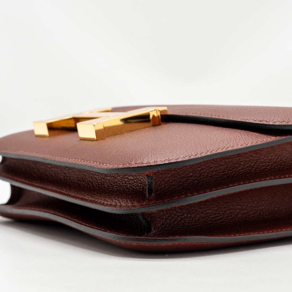 Hermes Mini Constance Evercolor Rouge H GHW