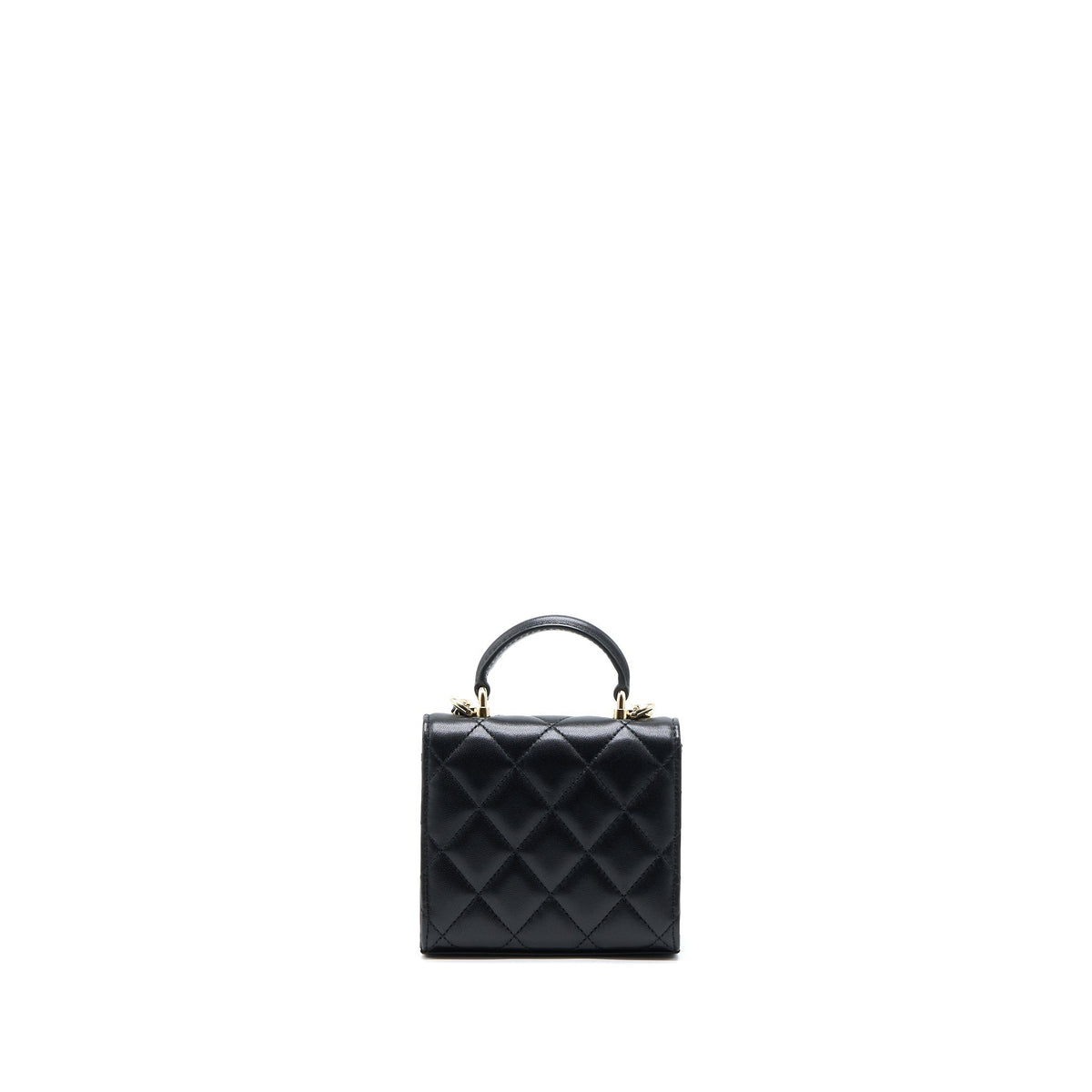 CHANEL TOP HANDLE MINI FLAP BAG LAMBSKIN BLACK LGHW