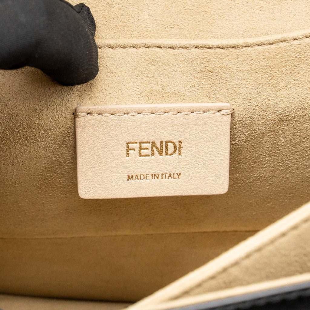 Fendi medium kan I shoulder bag FF embossed calfskin brown/black GHW