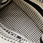 Dior Medium Houndstooth Embroidery Book Tote Canvas Black / White