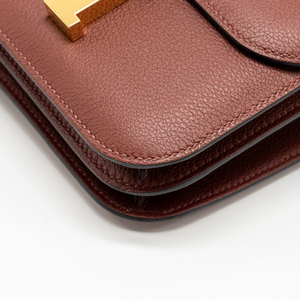 Hermes Mini Constance Evercolor Rouge H GHW