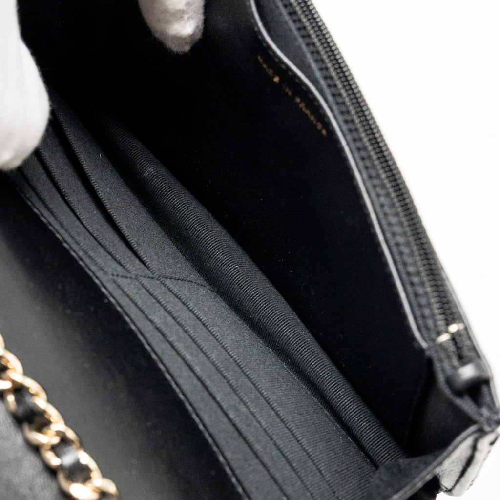 CHANEL TRENDY CC WALLET ON CHAIN LAMBSKIN BLACK LGHW (MICROCHIP)