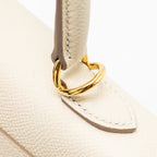 Hermes Kelly 25 Epsom Craie GHW
