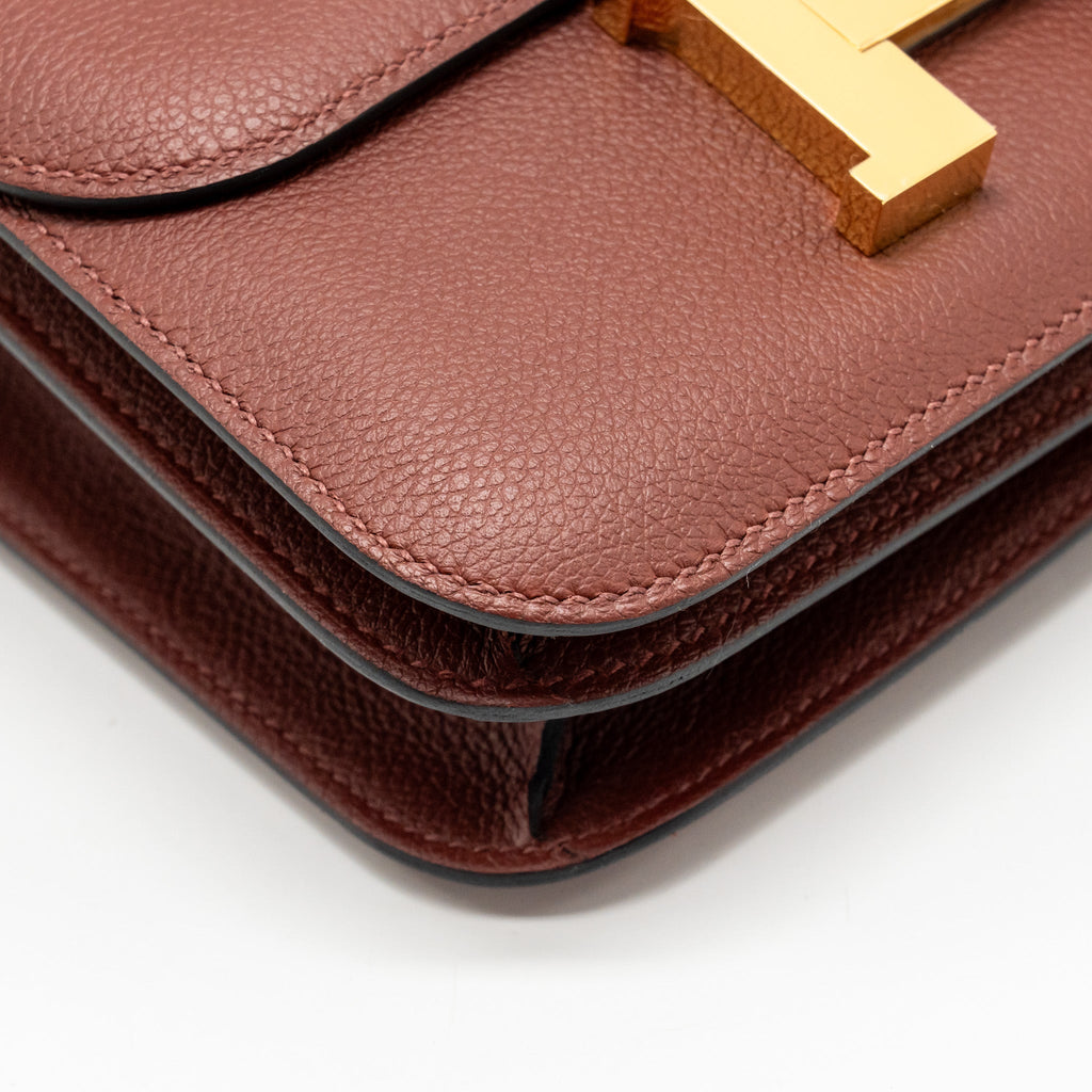 Hermes Mini Constance Evercolor Rouge H GHW