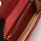 GUCCI MARMONT FLAP WALLET WITH CHAIN CALFSKIN RED GHW