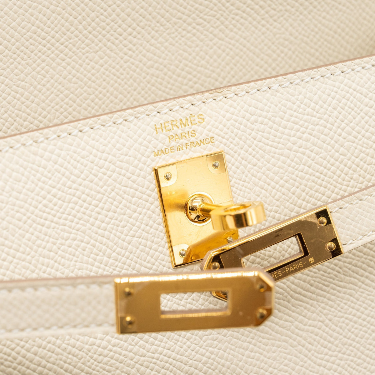 Hermes Kelly 25 Epsom Craie GHW