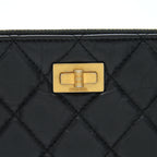 CHANEL 2.55 LEATHER CLUTCH WITH CHARM BLACK GHW