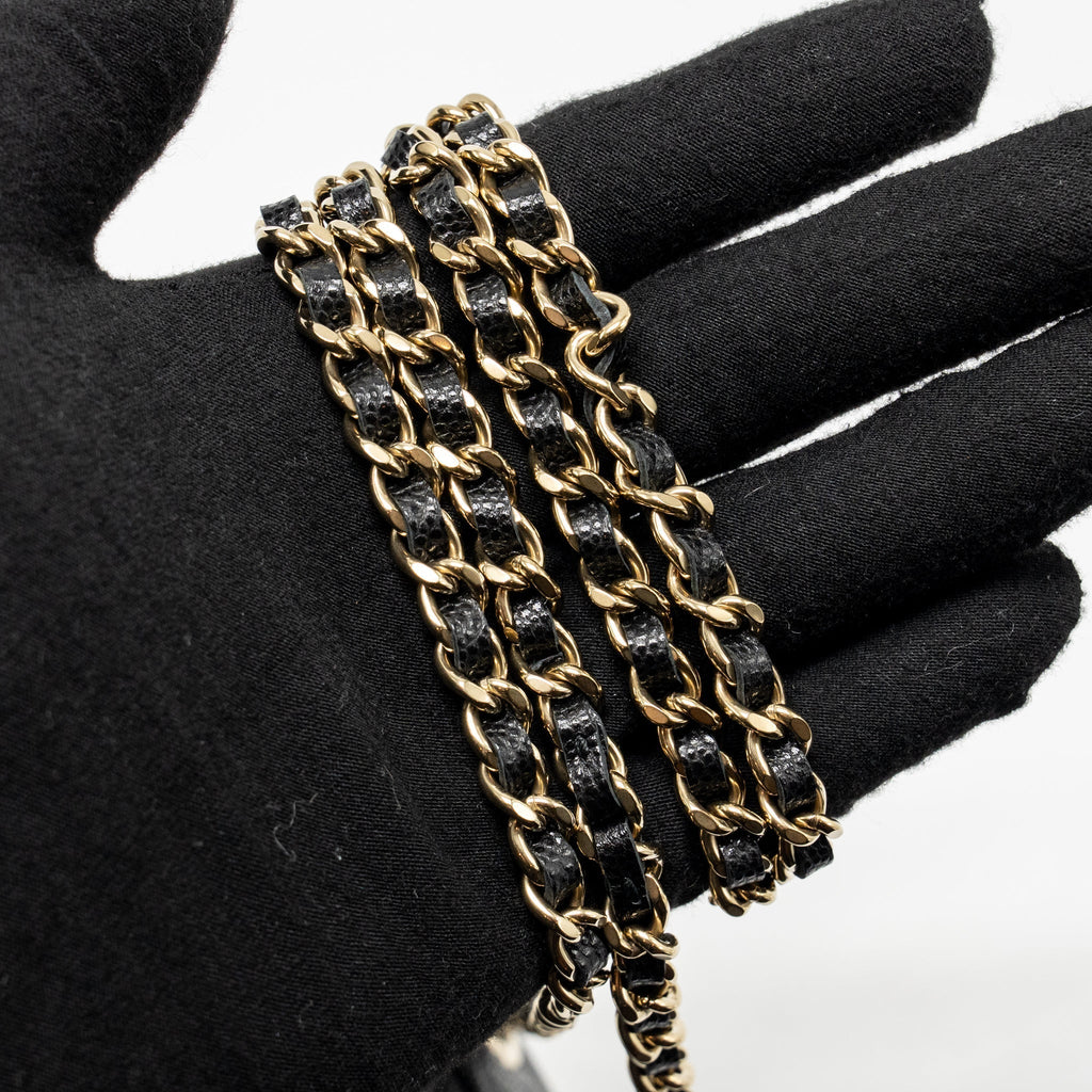 CHANEL CLASSIC VANITY PHONE HOLDER WITH CHAIN CAVIAR BLACK LGHW
