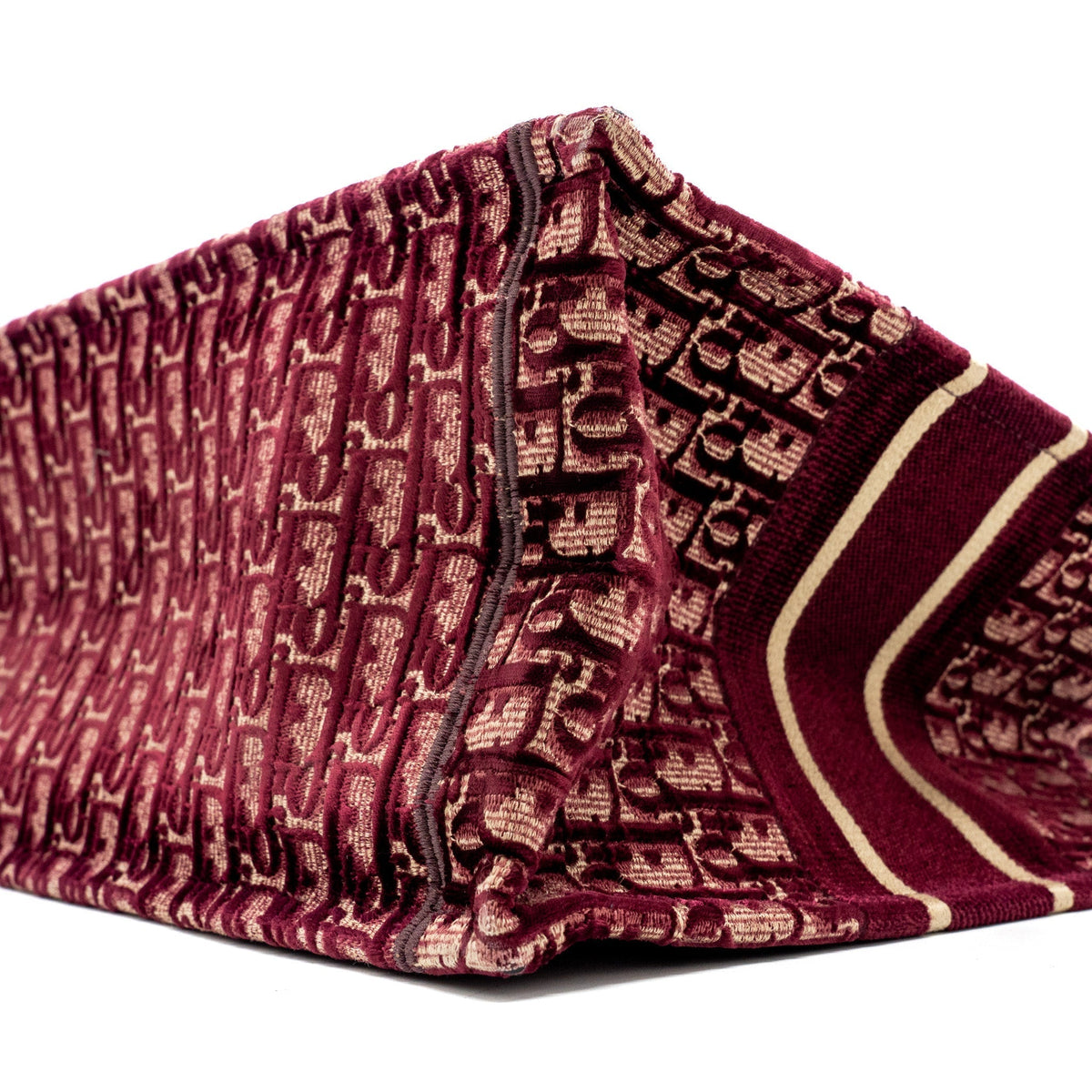 DIOR MEDIUM BOOK TOTE OBLIQUE EMBROIDERY VELVET/ CANVAS DARK RED