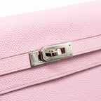 HERMES KELLY LONG WALLET EPSOM MAUVE SYLVESTRE / JAUNE CITRON SHW