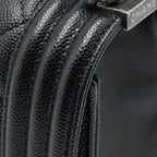 CHANEL MEDIUM BOY BAG CAVIAR BLACK WITH RUTHENIUM SLIVER HARDWARE