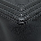 CHANEL MEDIUM BOY BAG CAVIAR BLACK WITH RUTHENIUM SLIVER HARDWARE