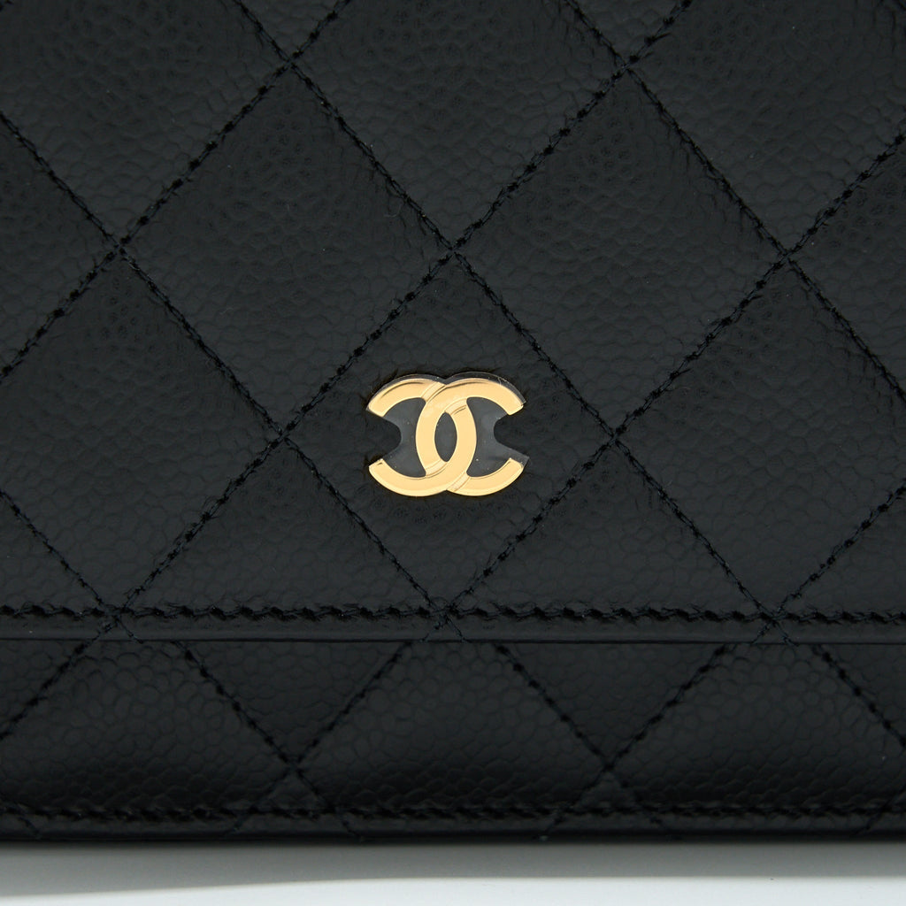 CHANEL CLASSIC WALLET ON CHAIN CAVIAR BLACK GHW (MICROCHIP)