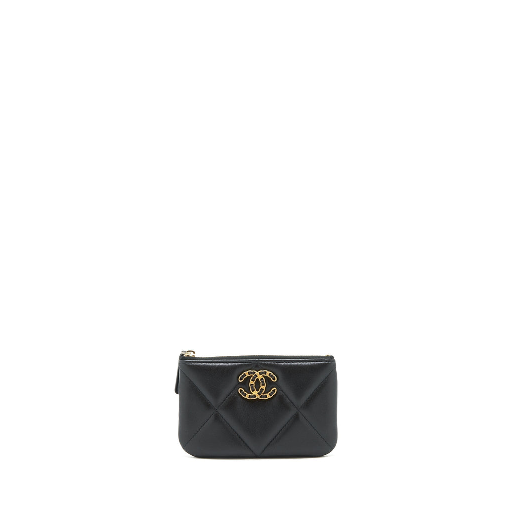 CHANEL 19 MINI POUCH LAMBSKIN BLACK GHW