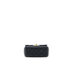 CHANEL PEARL CRUSH MINI SQUARE FLAP BAG LAMBSKIN BLACK BRUSHED GHW (MICROCHIP)
