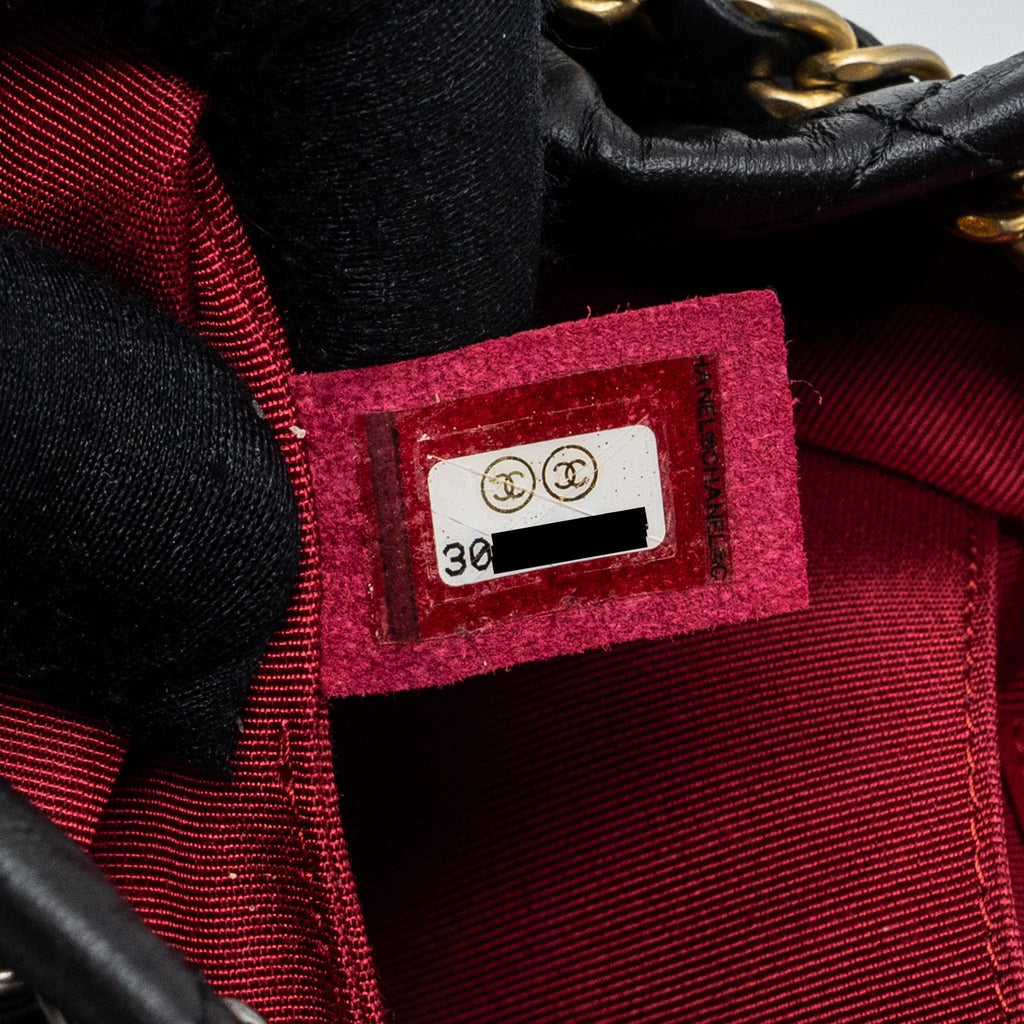 CHANEL SMALL GABRIELLE BACKPACK AGED CALFSKIN BLACK MULTICOLOUR HARDWARE