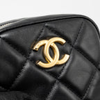 CHANEL 22C MY PERFECT MINI CAMERA CASE WITH CHAIN LAMBSKIN BLACK GHW (MICROCHIP)