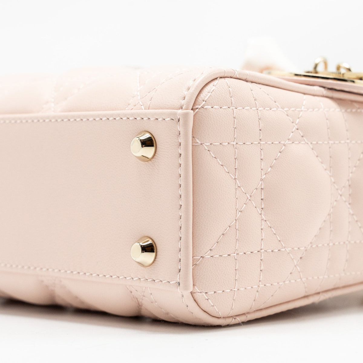DIOR MINI LADY DIOR LAMBSKIN POWDER PINK LGHW