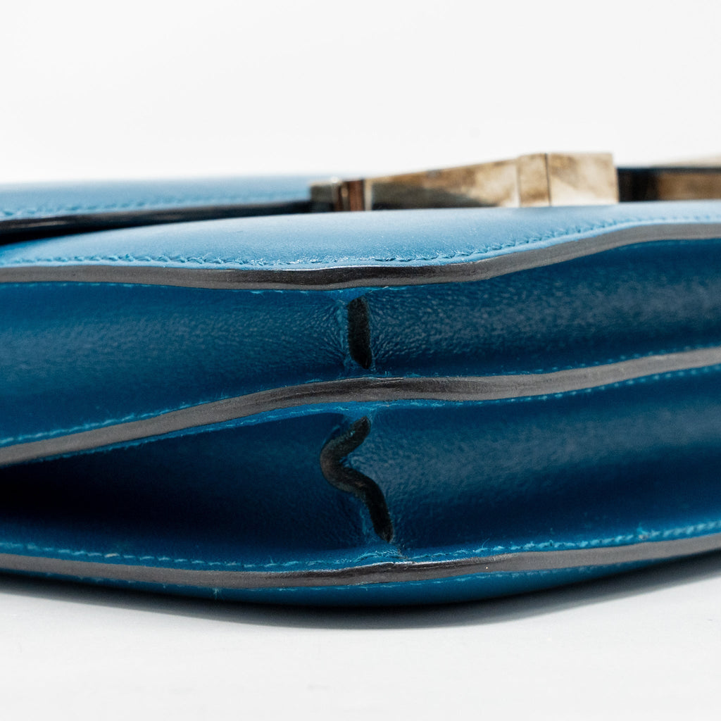 Hermes Mini Constance Tadelakt leather Blue Izmir SHW
