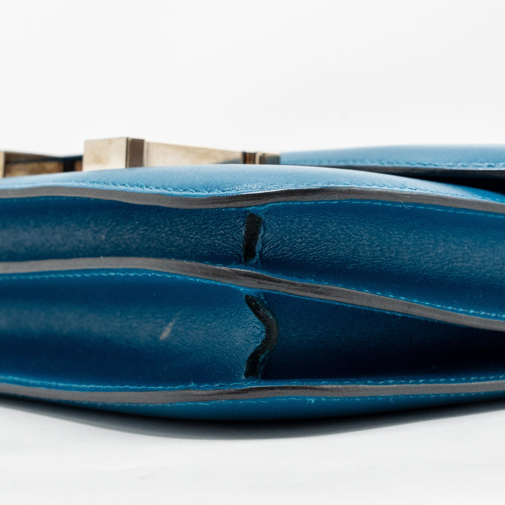 Hermes Mini Constance Tadelakt leather Blue Izmir SHW