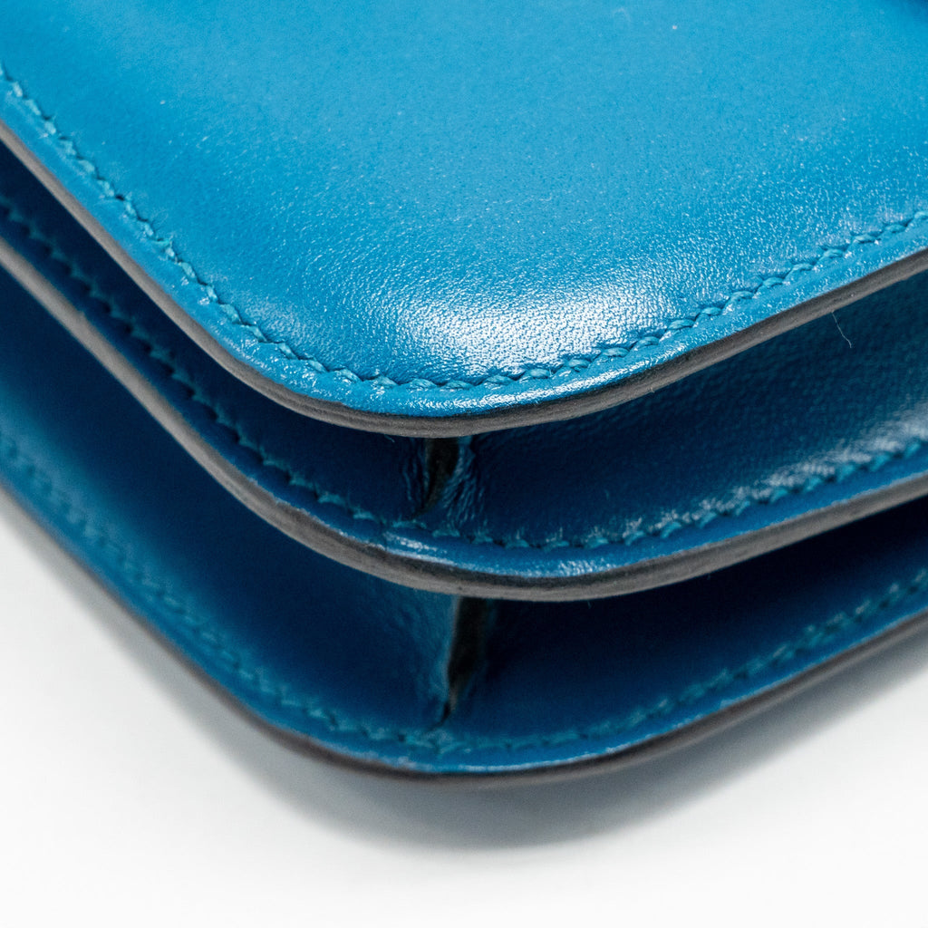 Hermes Mini Constance Tadelakt leather Blue Izmir SHW