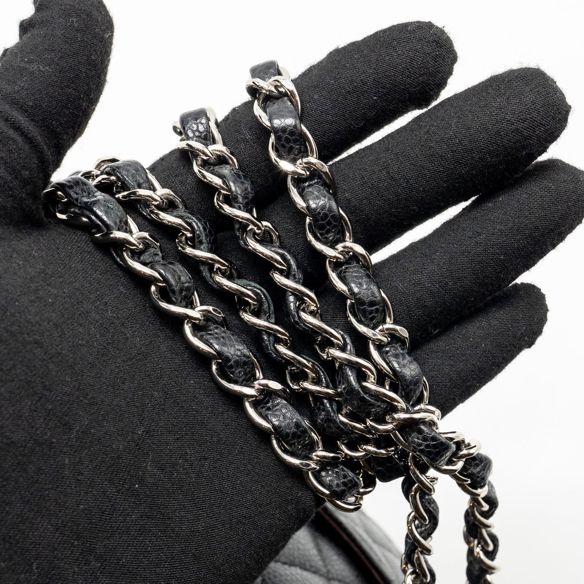 CHANEL MEDIUM CLASSIC DOUBLE FLAP BAG CAVIAR BLACK SHW