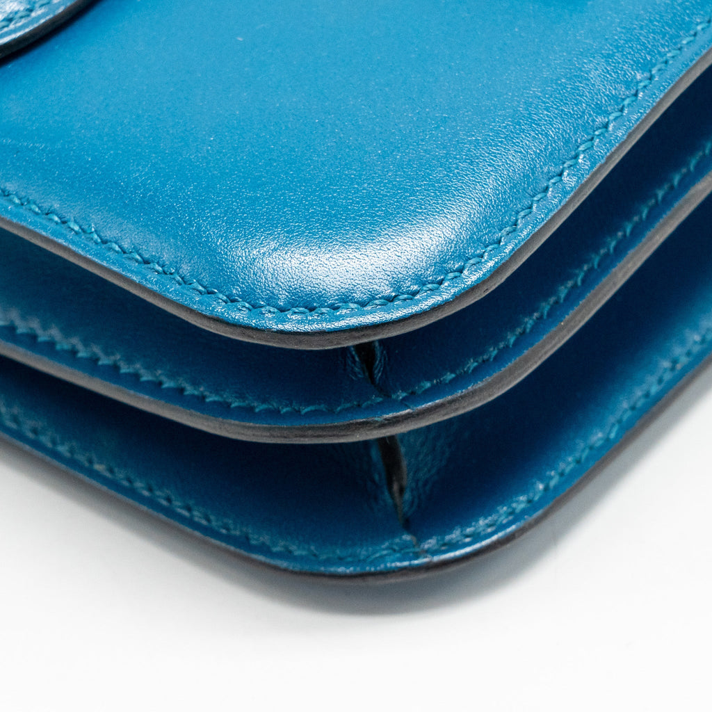 Hermes Mini Constance Tadelakt leather Blue Izmir SHW