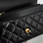 CHANEL 24C GOLD CRUSH WALLET ON CHAIN CALFSKIN BLACK GHW (MICROCHIP)