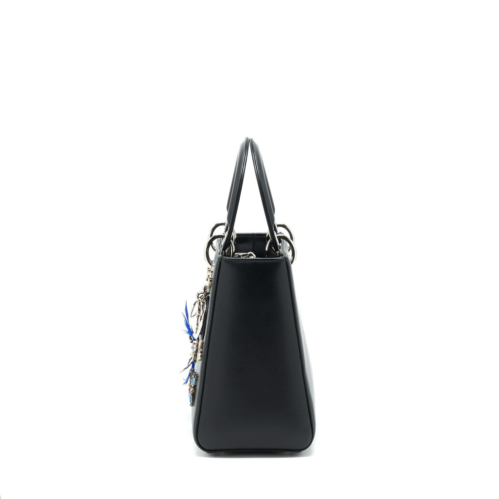 DIOR MEDIUM LADY DIOR LIMITED EDITION LAMBSKIN BLACK/MULTICOLOR SHW