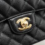 CHANEL SMALL CLASSIC DOUBLE FLAP BAG CAVIAR BLACK GHW (MICROCHIP)
