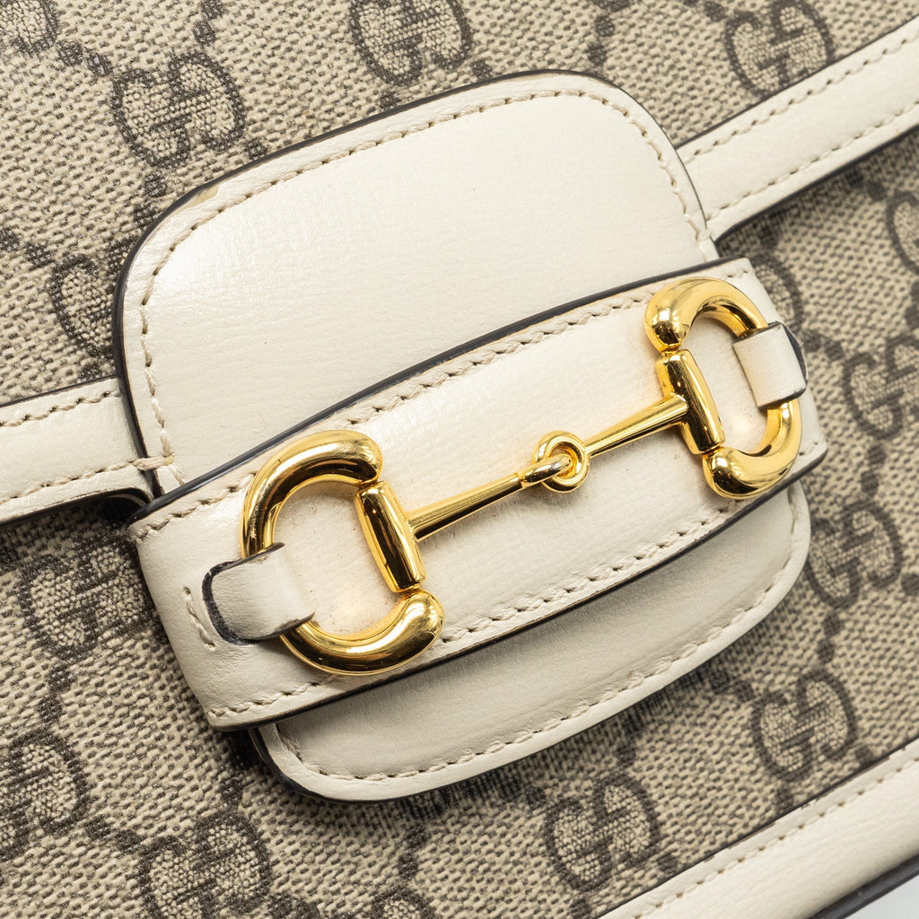 GUCCI MINI HOURSEBIT 1955 BAG GG SUPREME CANVAS/LEATHER GHW