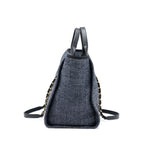 CHANEL DEAUVILLE TOTE BAG TWEED DARK GREY / BLACK LGHW (MICROCHIP)