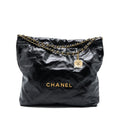 CHANEL MEDIUM 22 BAG SHINY CALFSKIN BLACK GHW (MICROCHIP)