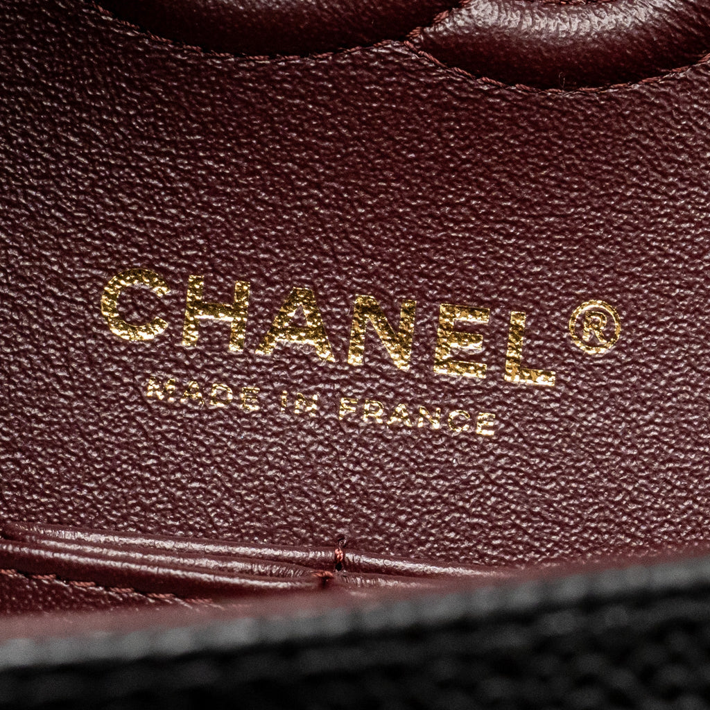 CHANEL SMALL CLASSIC DOUBLE FLAP BAG CAVIAR BLACK GHW (MICROCHIP)