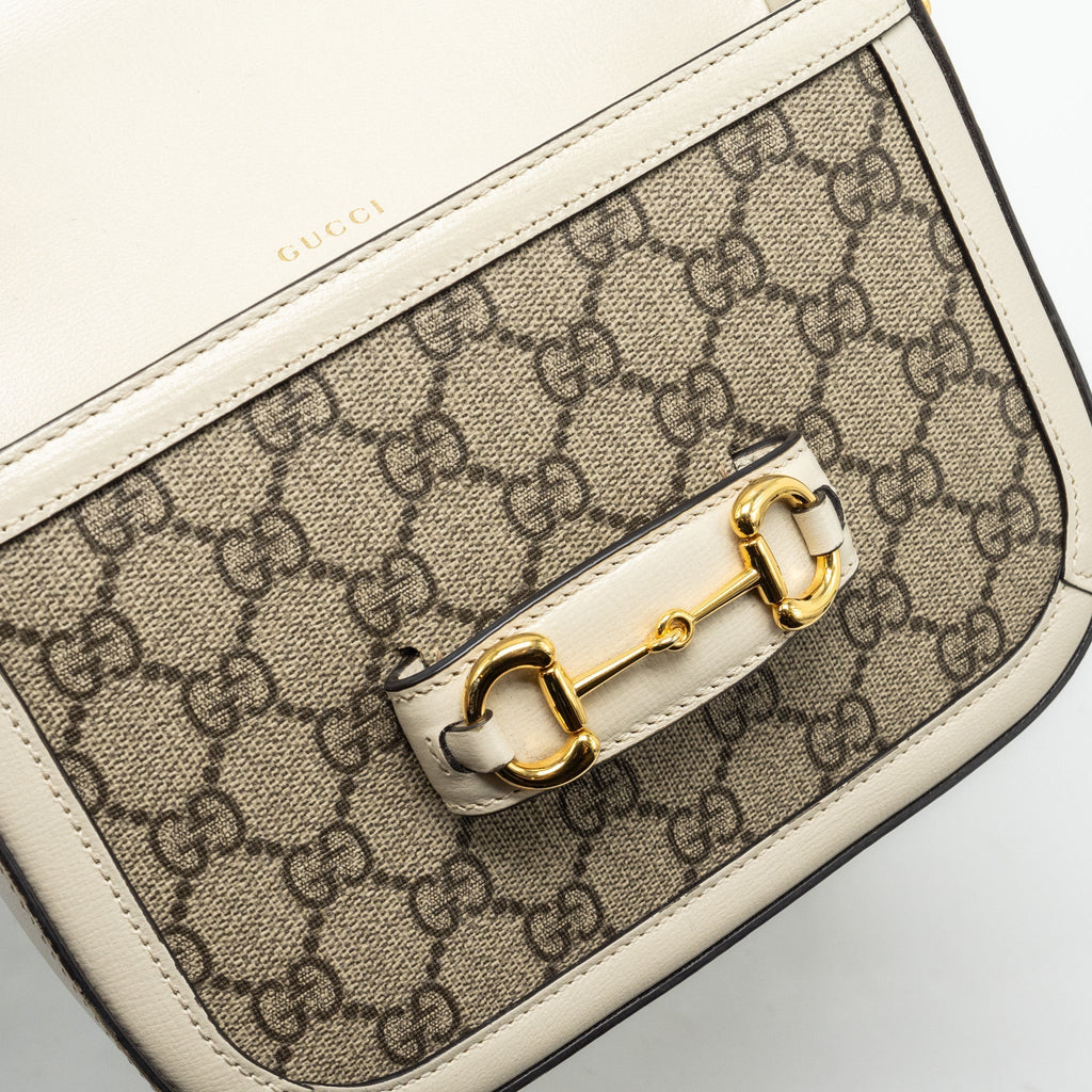 GUCCI MINI HOURSEBIT 1955 BAG GG SUPREME CANVAS/LEATHER GHW