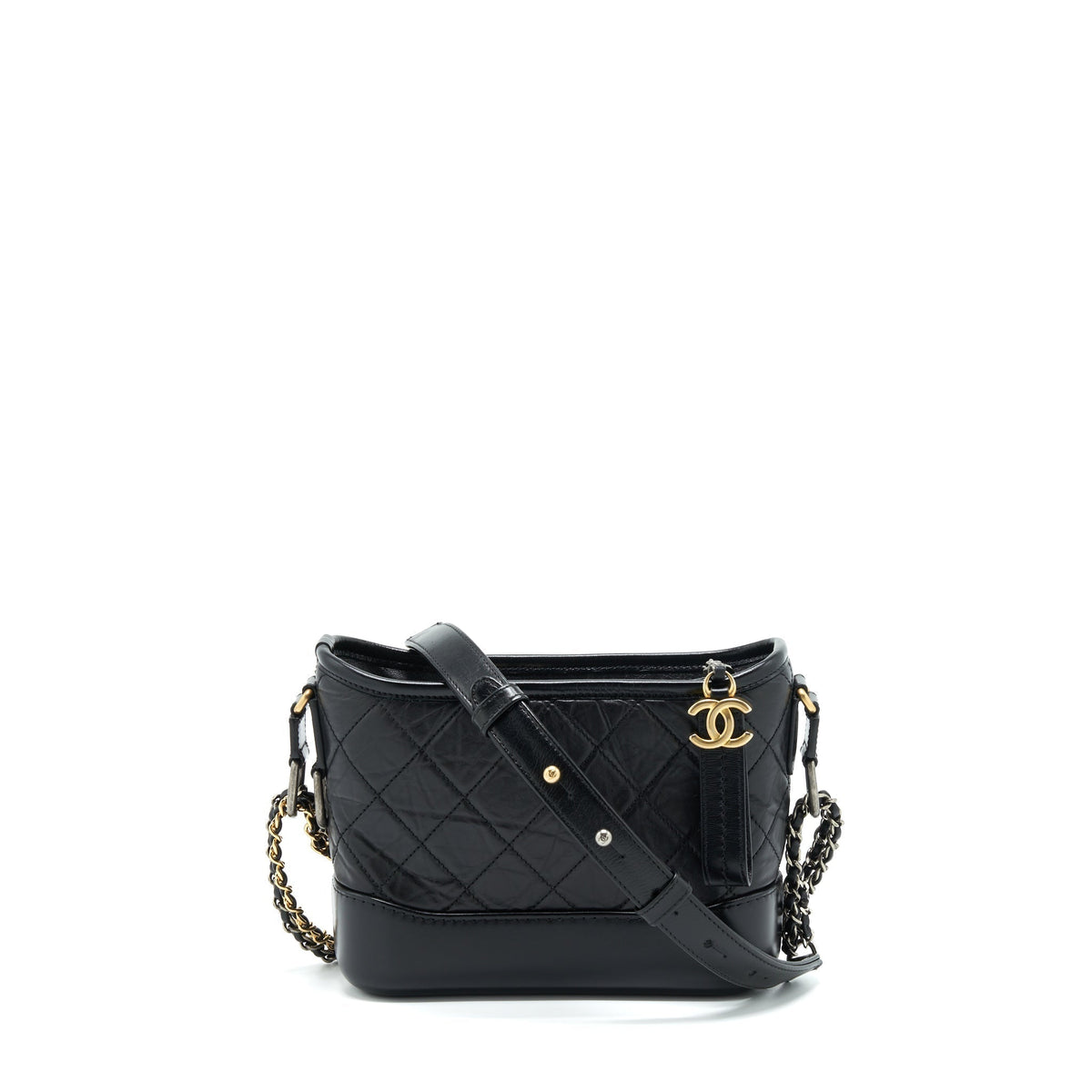 CHANEL SMALL GABRIELLE HOBO BAG CALFSKIN BLACK WITH MULTICOLOUR HARDWARE