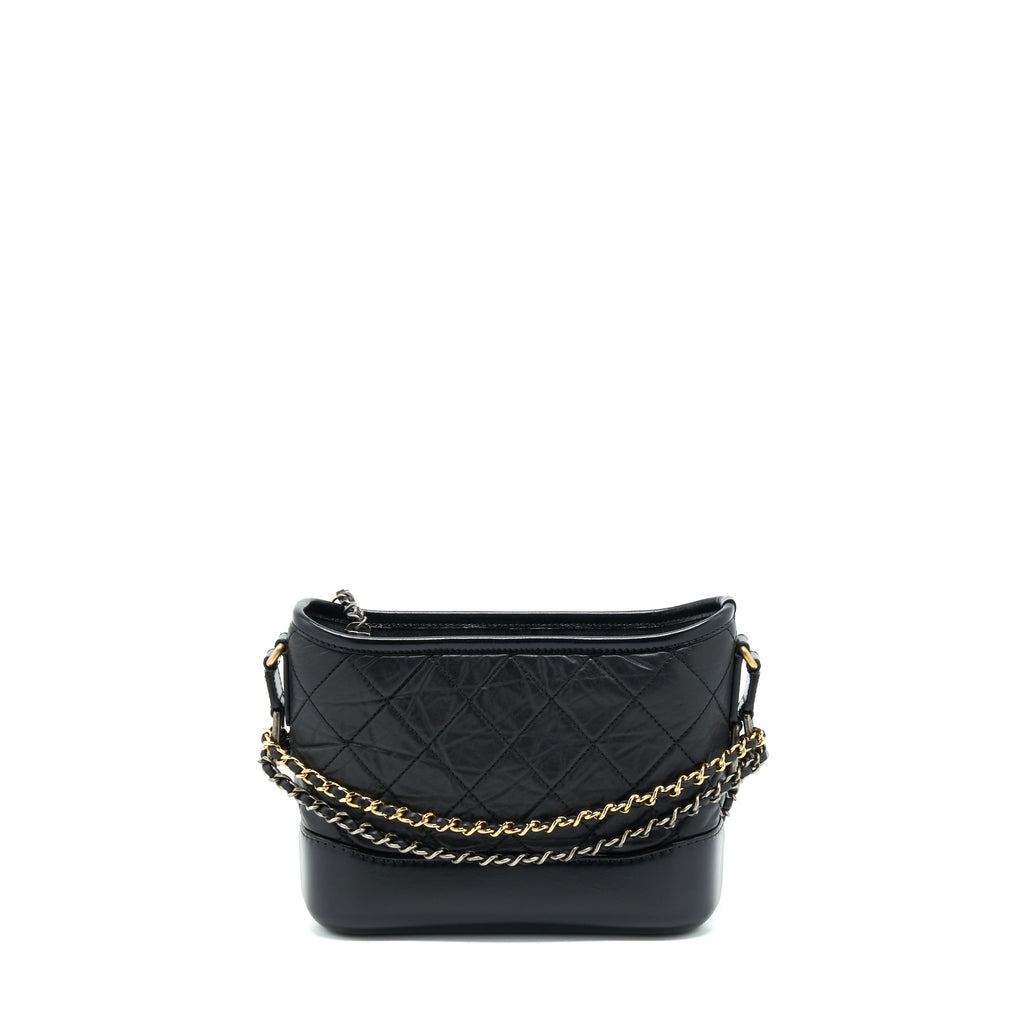 CHANEL SMALL GABRIELLE HOBO BAG CALFSKIN BLACK WITH MULTICOLOUR HARDWARE