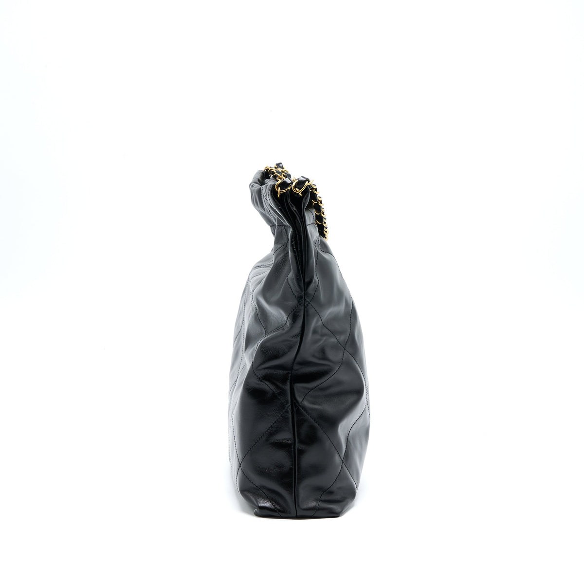 CHANEL MEDIUM 22 BAG SHINY CALFSKIN BLACK GHW (MICROCHIP)