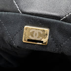 CHANEL SMALL 22 BAG CALFSKIN WITH WHITE STITCHING BLACK GHW (MICROCHIP)