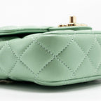 Chanel square flap bag candy heart quilted lambskin light green LGHW (microchip)