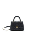 CHANEL MINI COCO HANDLE 20CM CAVIAR BLACK LGHW (MICROCHIP)