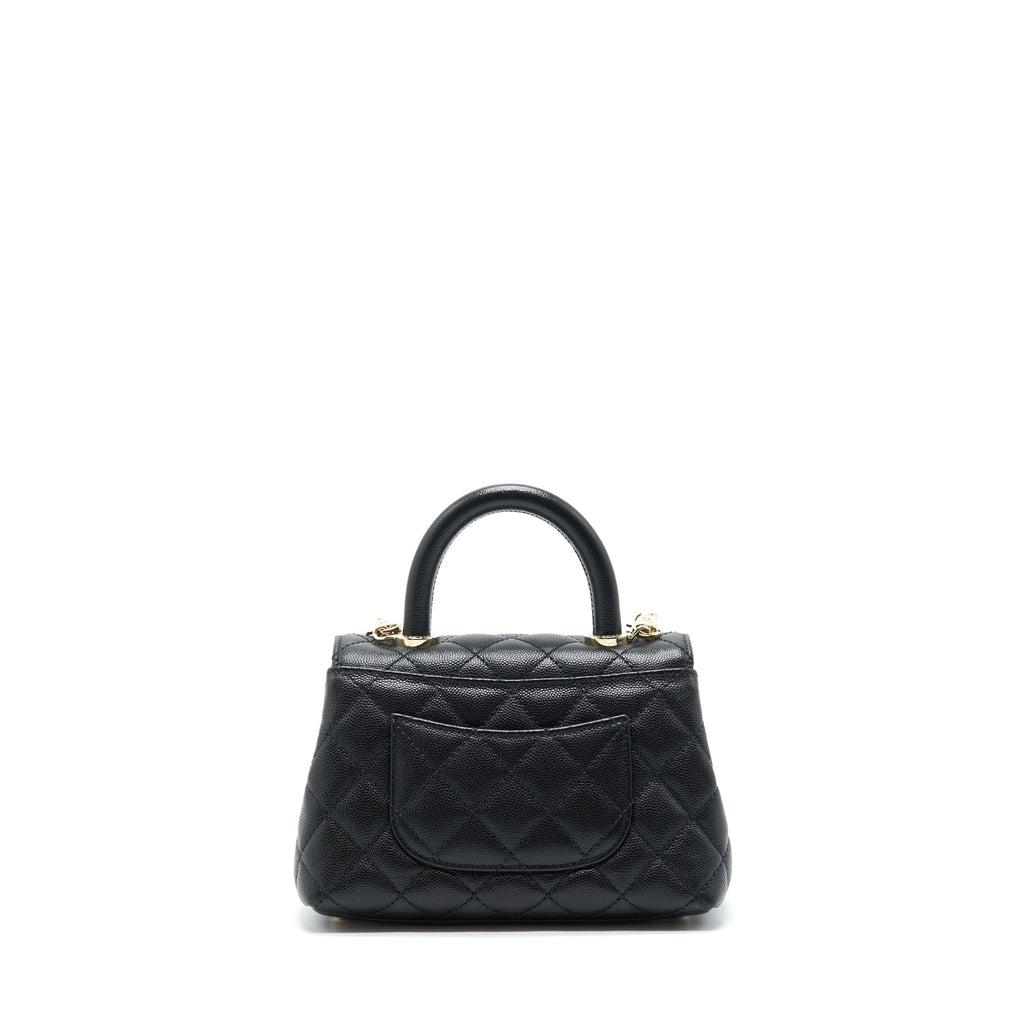 CHANEL MINI COCO HANDLE 20CM CAVIAR BLACK LGHW (MICROCHIP)
