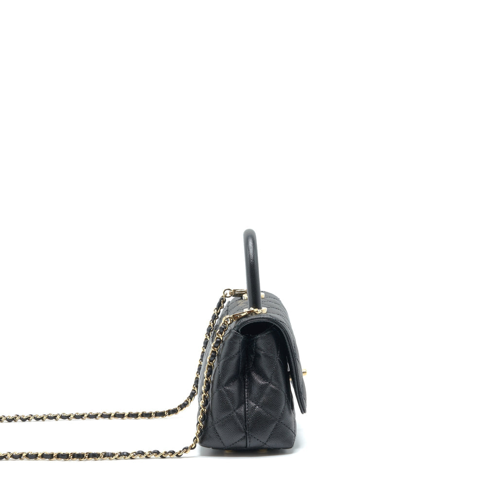 CHANEL MINI COCO HANDLE 20CM CAVIAR BLACK LGHW (MICROCHIP)